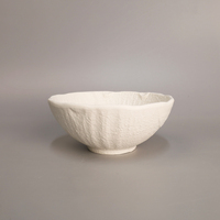 Ensemble de 6 bols gigognes en céramique de porcelaine vitrifiée, texture rocheuse blanche mate de luxe, bord ondulé irrégulier, qualité alimentaire, pour restaurant