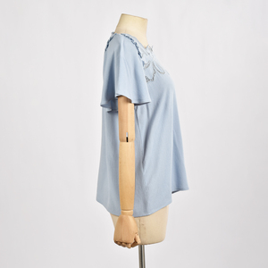 Best selling products women short sleeve top Quality Guarantee 100% Viscose Top - Product Image 2
