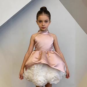 Платье-туника OUTONG для девочек в европейском и американском стиле, атласное, без рукавов, с бретелью через шею, для вечеринок, дней рождения и показов мод - Product Image 5