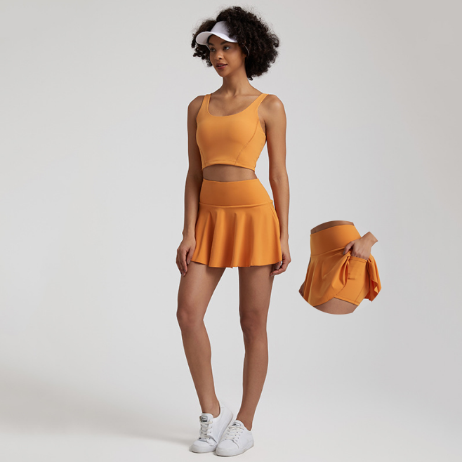 Спортивная одежда для улицы, женская одежда для гольфа с логотипом на заказ, Женская теннисная юбка с шортами, комплект из двух предметов