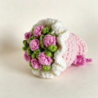 Vente en gros usine : Mini bouquet de fleurs au crochet fait main, breloque/porte-clés, pour Anniversaire, Saint-Valentin, pour toujours