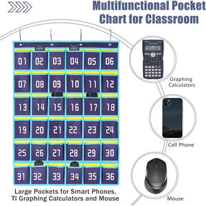 Organisateur mural à 36 poches bleu pour ranger les téléphones portables, en tissu non tissé rectangulaire - Product Image 3