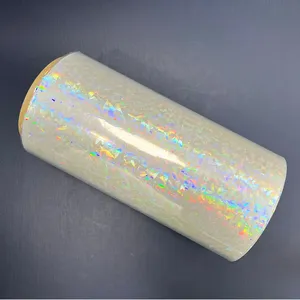 China Suppliers Laminating Packaging Cracked Cloth Textured Holographic Lamination Film For Cold Laminate Film Machine