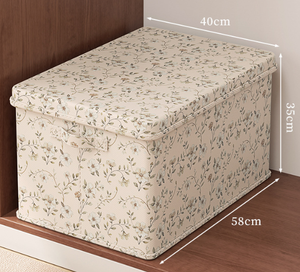 Boîte de rangement en tissu pour la maison avec couvercle, boîte de rangement de grande capacité pour armoire, boîte de rangement pliable pour vêtements pour dortoir - Product Image 3