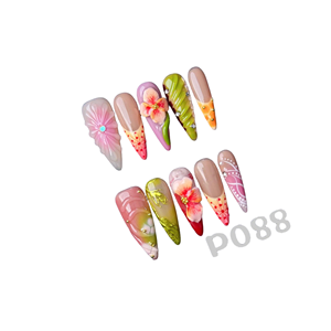 <span class=keywords><strong>Ongles</strong></span> à presser faits main en acrylique 3D, design <span class=keywords><strong>de</strong></span> luxe, forme stiletto, pointes longues, <span class=keywords><strong>avec</strong></span> colle, option logo personnalisé, 10 pièces - Product Image 1