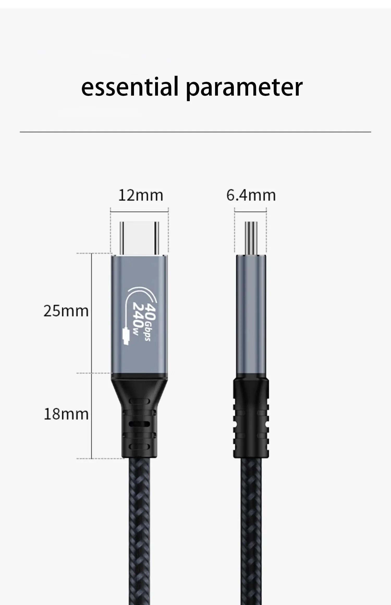 0,5 M. Direktverkauf des Herstellers 240 W Ladeleistung 40 Gbps Übertragung Datenkabel, aluminium-Metallhülle geflochtenes USB 4 C-Kabel