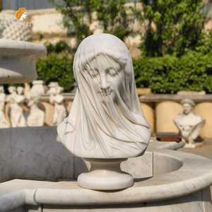 Busto de Mujer Tallado a Mano <span class=keywords><strong>en</strong></span> Mármol Blanco MILY <span class=keywords><strong>con</strong></span> <span class=keywords><strong>Velo</strong></span> para Decoración - Product Image 2