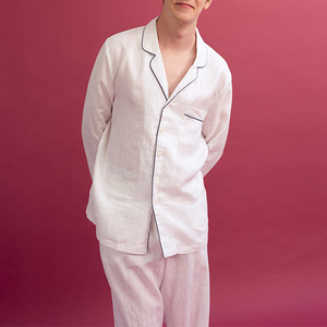 Pigiami personalizzati di alta qualità da <span class=keywords><strong>uomo</strong></span> in lino caldo <span class=keywords><strong>pigiama</strong></span> 2 pezzi Casual Sport con <span class=keywords><strong>bottoni</strong></span> in maglia bianca 100% Set <span class=keywords><strong>pigiama</strong></span> <span class=keywords><strong>uomo</strong></span> - Product Image 2