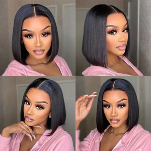 Parrucche bob in pizzo full hd senza colla già realizzate parrucche prepizzicate con doppio osso disegnato dritto vietnam parrucche per capelli umani - Product Image 2