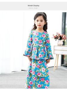 SIPO - Robe musulmane une pièce pour filles, <span class=keywords><strong>Baju</strong></span> <span class=keywords><strong>Kurung</strong></span> malaisien, jupe florale pour enfants, robe longue à manches longues, abaya pour filles - Product Image 6