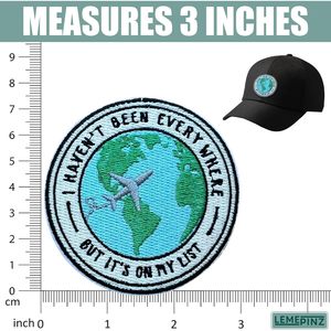 Parche Bordado Personalizado de 3 Pulgadas con Mapa del Mundo, Termoadhesivo o para Coser, Parche de Viaje para Bolsas - Product Image 3