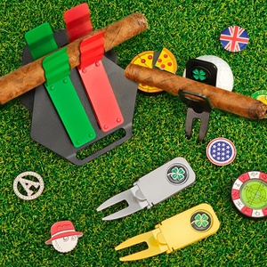 Best Multifunctional Metal Personalized Stainless Steel Gift Sets Holder Logo Cigar Fork Custom <b>Golf</b> Divot Tool With Ball Marker - Product Image 1