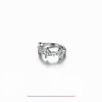 Perhiasan tindik tubuh titanium ASTM F136 dengan hiasan CZ multi bunga, model clicker hoop ring untuk hidung, septum, daith, helix, dan tulang rawan.