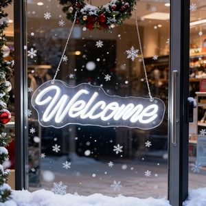 Welcome letreros neon <b>sign</b> LED indoor hanging ambient light shop <b>sign</b> wall decoration light entrance indicator light 5v 12v - Product Image 4