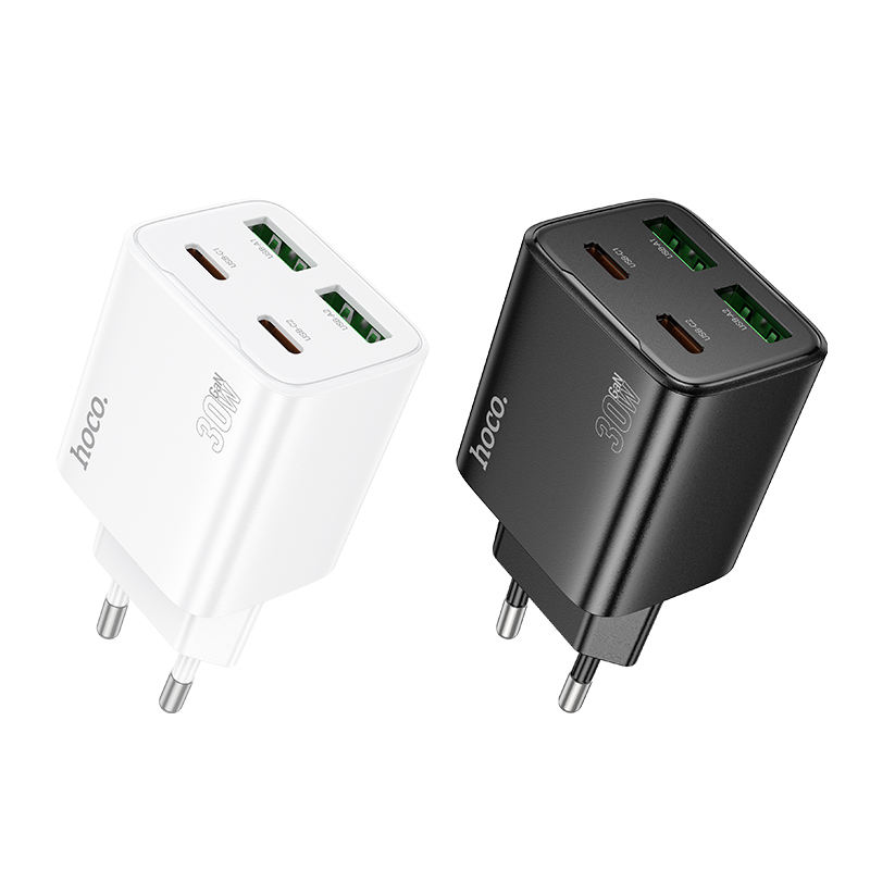 HOCO N55 PD 20W Fast Charging Four Port Phone Charger for iPhone 15/14 Pro  Max Dual USB C Travel Adapter for Samsung S24