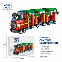 Set de Bloques de Construcción de Tren Navideño Personalizado de 385 Piezas, Juguete de Construcción de Locomotora de Vapor 3D DIY, Ladrillos STEM, Marca Privada OEM