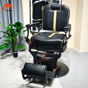 Chaise de barbier en métal, mobilier de salon, fauteuil de coiffure inclinable avec pompe hydraulique, Cadeira De Barbeiro, chaise de barbier vintage pour homme - Product Image 1
