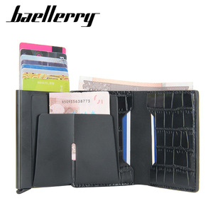 Baellerry Men's Card Holder Crocodile Pattern Multi Slot PU Leather Anti Theft Credit Card <b>Case</b> Everyday Use - Product Image 2