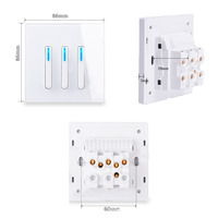 Interruptor de Luz de Pared con Botón de Reinicio de Cristal Tipo Tecla de Piano LangYeao, Estándar del Reino Unido, 1/2/3/4 Vías, con Enchufe de Carga Rápida USB Tipo-C