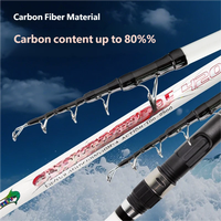 Joran Surf Casting Teleskopik Karbon Gagang EVA 4.5m Joran Pancing Laut dengan Panjang Lipat 1.51m 4 Bagian