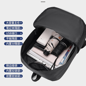 Super Factory Fashion Student <b>Backpack</b> <b>Large</b> Capacity Oxford Cloth Laptop <b>Backpack</b> Unisex Gray Black Custom Logo - Product Image 3