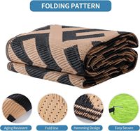 Tapis d'extérieur réversible en plastique PP personnalisé et coussin de chaise de pique-nique pliable en technique de tissage pour la plage – Vente en gros