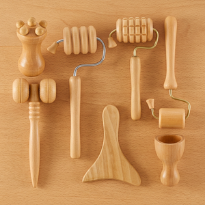 Custom Private Label Facial Wellness Gua Sha Natural Wood Acupressure Stick Brass <b>Massage</b> <b>Tool</b> for Face/Neck/Body Self-Care Skin - Product Image 3