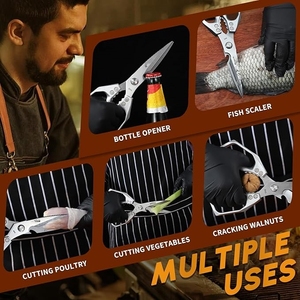 <b>Kitchen</b> <b>Scissors</b> All Purpose Stainless Steel <b>Kitchen</b> Shear Sharp Silver Meat <b>Scissors</b> Dishwasher Safe Heavy Duty Poultry Shears - Product Image 5