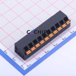 KFM736L-5.0-10P Spring Terminal Block Through hole Component (THT),P=5mm Connector 1x10P 5mm Black 10P - Product Image 1