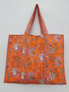 Bolso de mano de algodón acolchado con flores bohemias hecho a mano, respetuoso con el medio ambiente, sostenible, diseño reversible, resistente, mango diario, logotipo reutilizable, regalos - Product Image 2