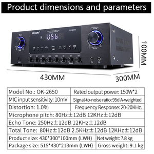 เครื่องขยายเสียงสำหรับคาราโอเกะที่บ้านแบบ 2.0 แชนแนล รองรับ USB และ Bluetooth  วัสดุโลหะ - Product Image 6