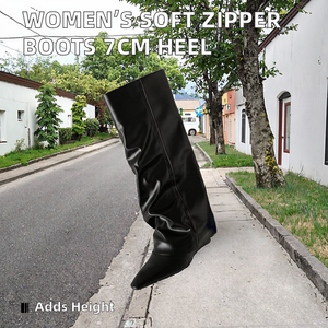 Botas de Mujer de Tacón Bajo de 7CM con Cremallera y Punta Puntiaguda, Estilo Vaquero hasta la Rodilla, Material Suave, Nueva Moda, Zapatos de Verano/Invierno - Product Image 2