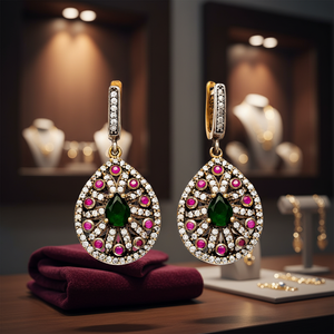 Pendientes de plata de primera ley con piedra de circonita, aretes, plata esterlina 925, Circonia cúbica, zirconia, circonita, zirconita, estilo turco, hecho a mano - Product Image 3