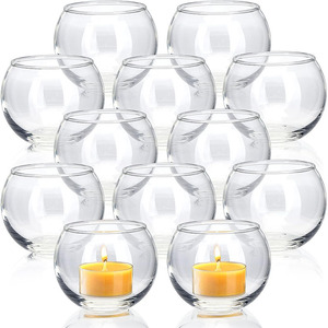 Offre Spéciale – <span class=keywords><strong>Lot</strong></span> <span class=keywords><strong>de</strong></span> 12 Bougeoirs Vides <span class=keywords><strong>en</strong></span> <span class=keywords><strong>Verre</strong></span> Transparent pour Chandelles, Idéal pour Mariages, la Saint-Valentin et la Décoration Intérieure – Personnalisable - Product Image 1