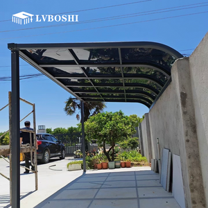 Abri de voiture double moderne de luxe sur mesure pour l'extérieur avec structure en aluminium et toit fixe en polycarbonate, abri de voiture préfabriqué pour stationnement - Product Image 2