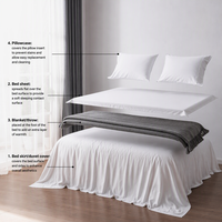 100% bambou poche profonde drap de lit ensemble respirant Cool satin armure 300TC solide motif 4 pièces bambou taie d'oreiller