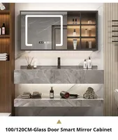 Meuble de salle de bain minimaliste moderne avec vasque en MDF intégrée et miroir de bain à LED résistant à l'eau