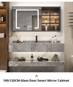 بسيط حديث ، مع حوض MDF مدمج ومرآة حمام ليد ، أرضية قائمة مقاومة للماء - Product Image 6