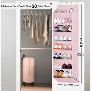 Over The Door <b>Shoe</b> Organizer 8 Compartments Pink Hanging <b>Shoe</b> Rack For Closet <b>Storage</b> - Product Image 2