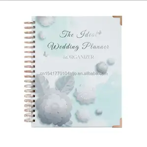 Caderno de casamento da amazon, grande impressão personalizada da fábrica, venda quente, capa dura, planejador espiral, diário, casamento, caderno da moda para o casamento