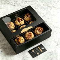 Boîte cadeau en papier personnalisée avec fenêtre transparente et séparateurs, pour biscuits, gâteaux, donuts, desserts, produits de boulangerie, de qualité alimentaire, recyclée