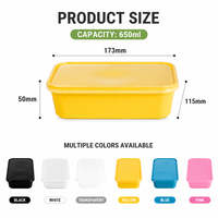 Contenant alimentaire jetable rectangulaire transparent de 650 ml avec couvercle, en bagasse de canne à sucre, biodégradable, sans BPA, qualité alimentaire PP, vente chaude