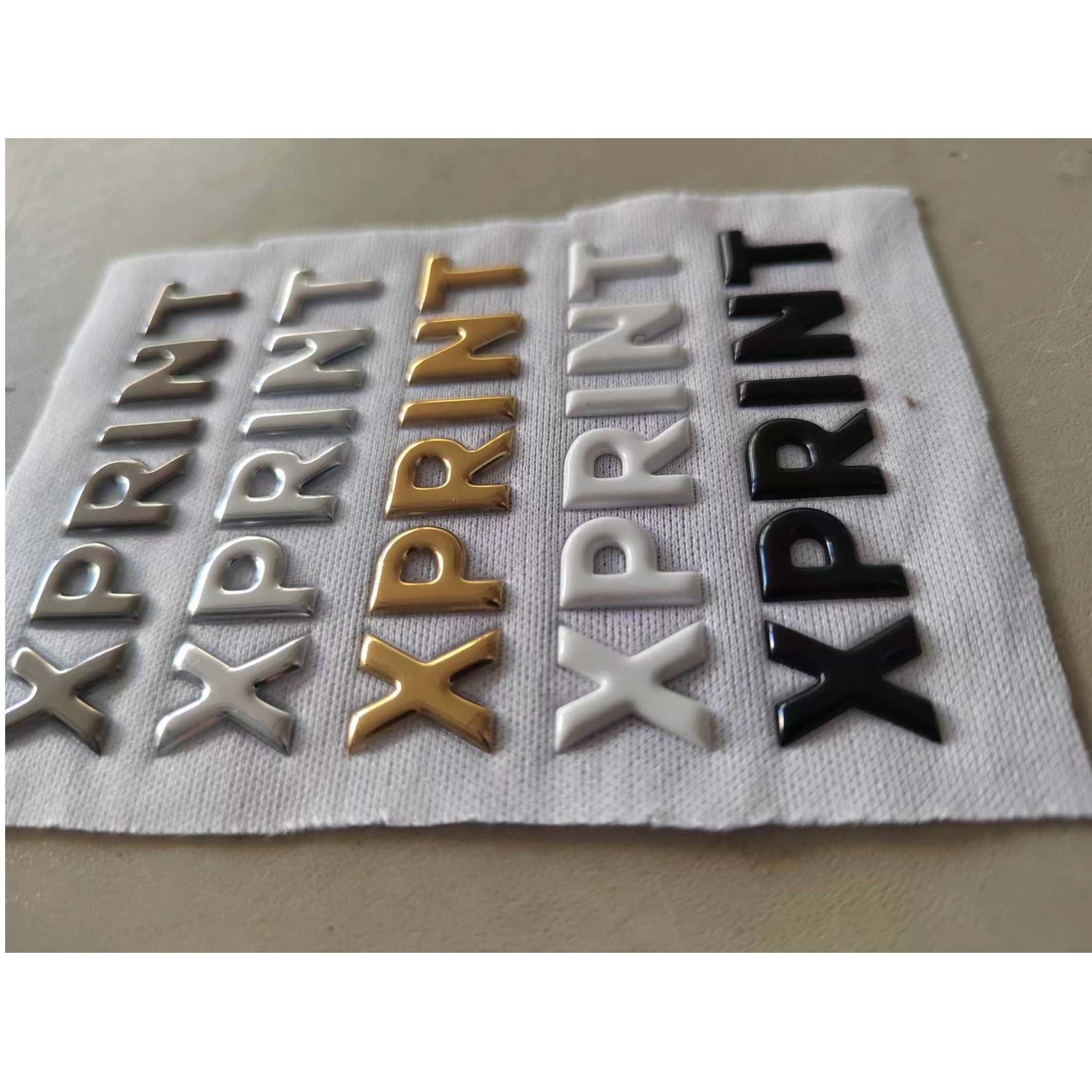 Custom Gold Metallic Printing 3D Embossed TPU Labels Patches Iron-On Private Logo for Sports Heat Transfer Silicone Garments