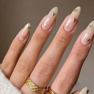 Offre Spéciale : 24 faux ongles courts style français en amande, avec nœuds dorés et rouges, pour femmes – Cadeau idéal - Product Image 3