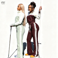 Ensembles deux pièces personnalisés pour femmes 2026 Walffe Jersey Basic Loungewear Short contrastant Détails passepoilés Veste zippée Ensemble short de survêtement