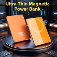 Batterie externe magnétique ultra-fine 6,35 mm 5000 mAh PD20W Type-C en alliage d'aluminium, chargeur magnétique portable
