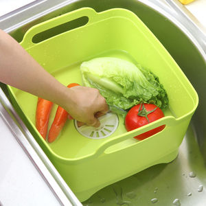 Juego completo de cestas de plástico para lavar verduras, cestas para lavar verduras de cocina con tapas, cestas de drenaje. - Product Image 1
