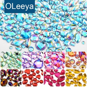 OLeeya Promotion Strass en acrylique non thermocollants, formes variées, type marquise, à dos plat, pour robes - Product Image 1
