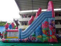 Toboggan Gonflable Commercial Double Piscine Octopus Combo Toboggan et Château Gonflable