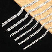 Chaînes en strass double rangée en gros SS6 SS8 SS12, chaînes en verre cristal pour vêtements et accessoires de robe de mariée